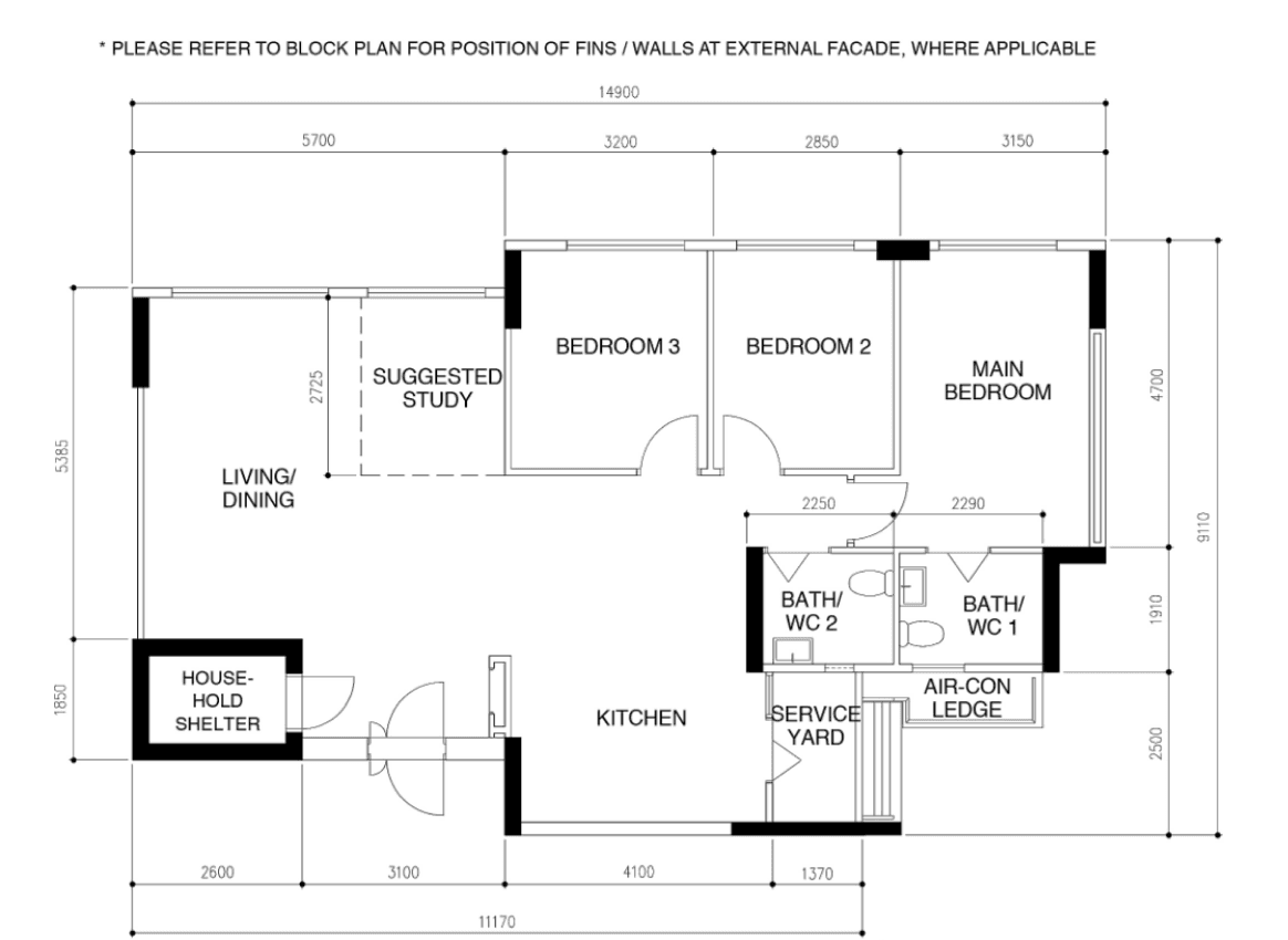 127B Plantation Cres (5-Room BTO HDB) floor plan