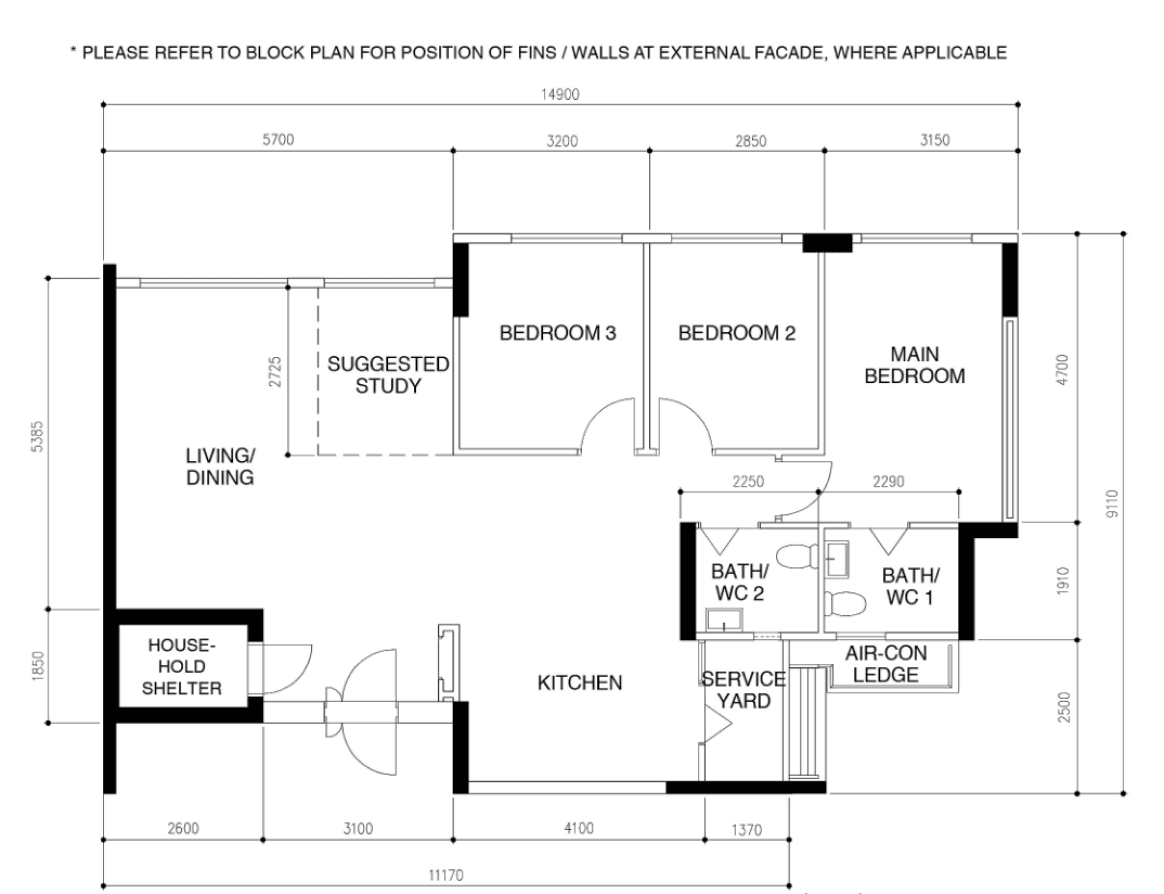 128A Plantation Cres (5-Room BTO HDB) floor plan
