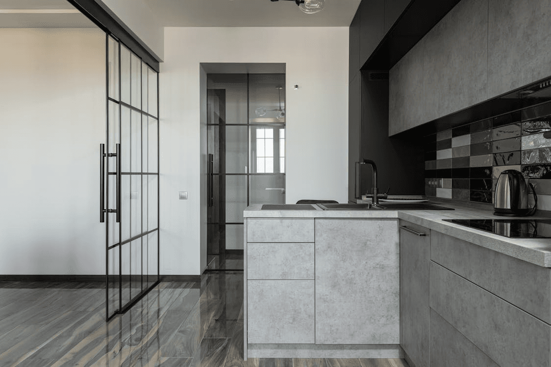 Glass partitions for the kitchen.